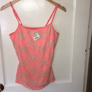 Express Coral and Cream lace Bra Tank Medium